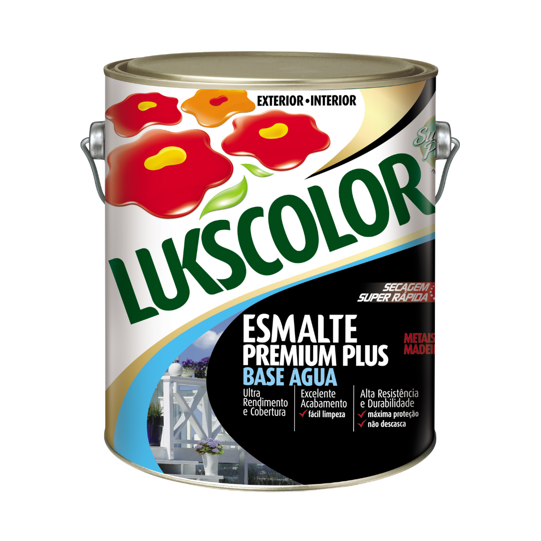 ESMALTE PREMIUM PLUS BASE AGUA BRIL BRANCO GELO LUKSCOLOR - 900ML