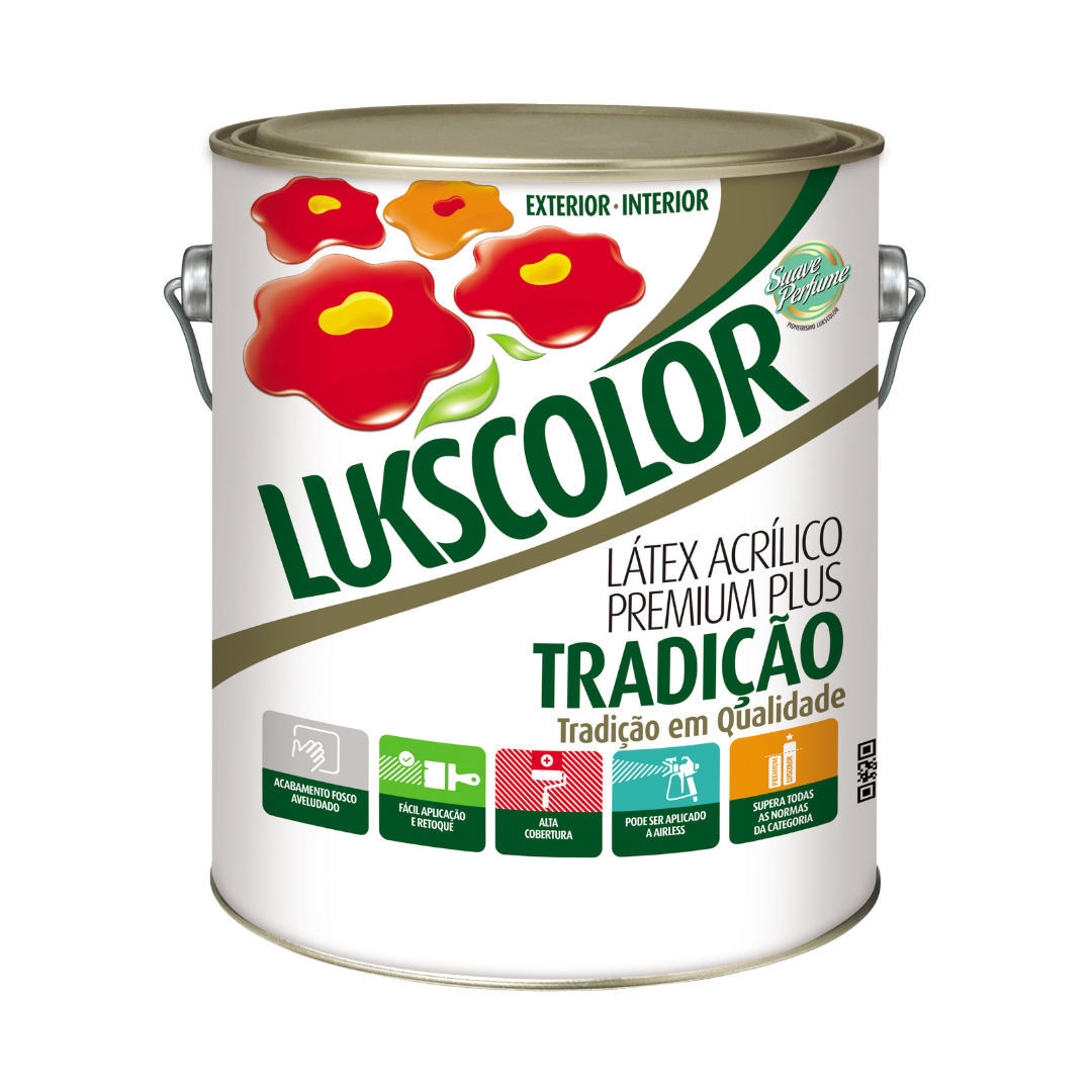 TRADICAO LATEX ACRILICO PREMIUM PLUS BRANCO  LUKSCOLOR - 3,6 GL
