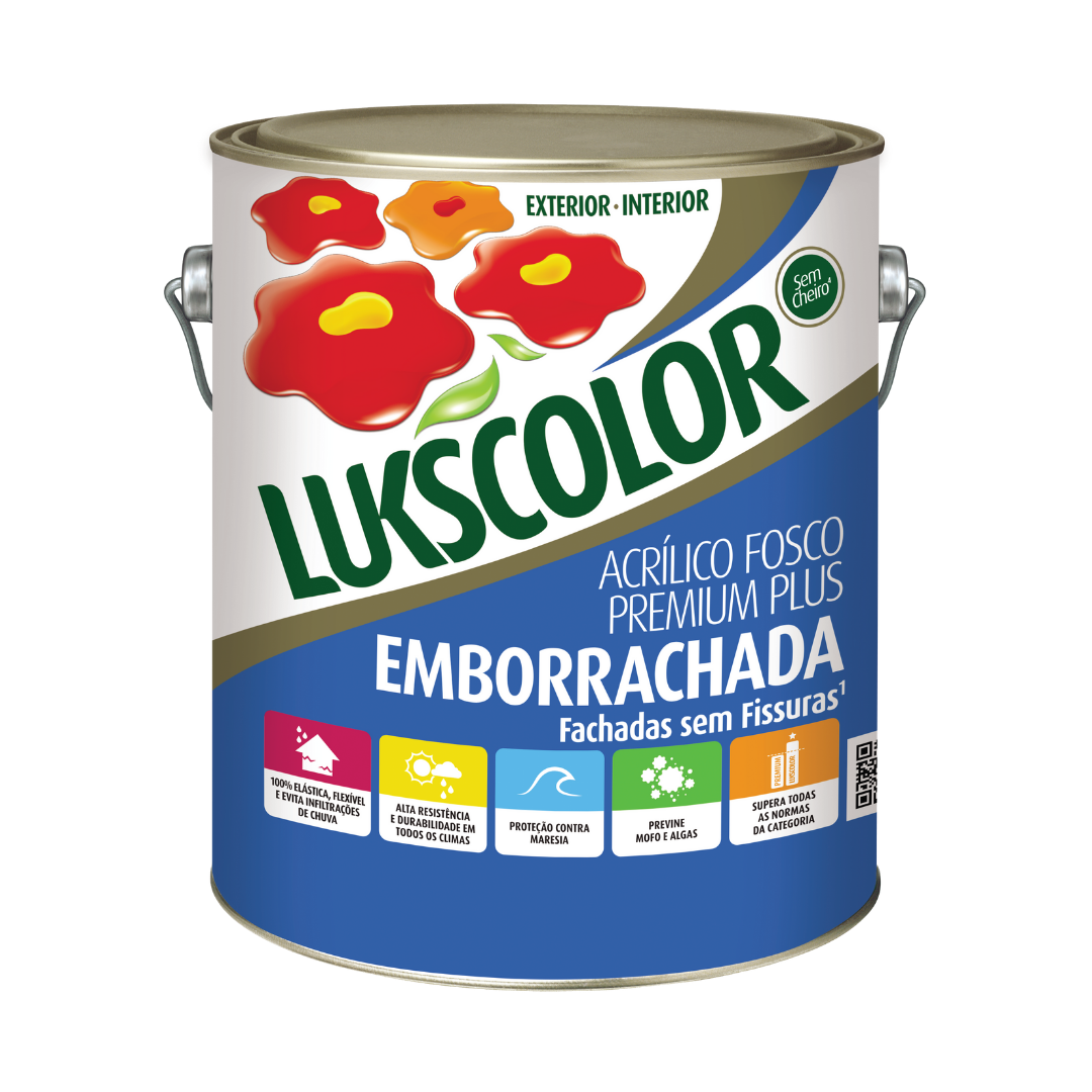 EMBORRACHADA ACRILICO FOSCO PREMIUM BRANCO LUKSCOLOR  - 3,6 GL