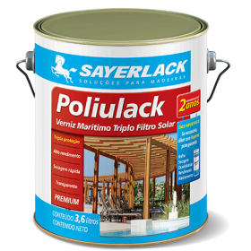 VERNIZ POLIULACK BRILHO COM FILTRO SOLAR SAYERLACK - 3.6 GL