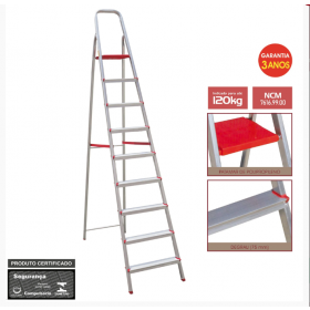 ESCADA DE ALUMINIO DOMESTICA 09 DEGRAUS - UNT